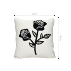 SOGA 45cm White Black Rose Floral Embroidered Throw Pillow