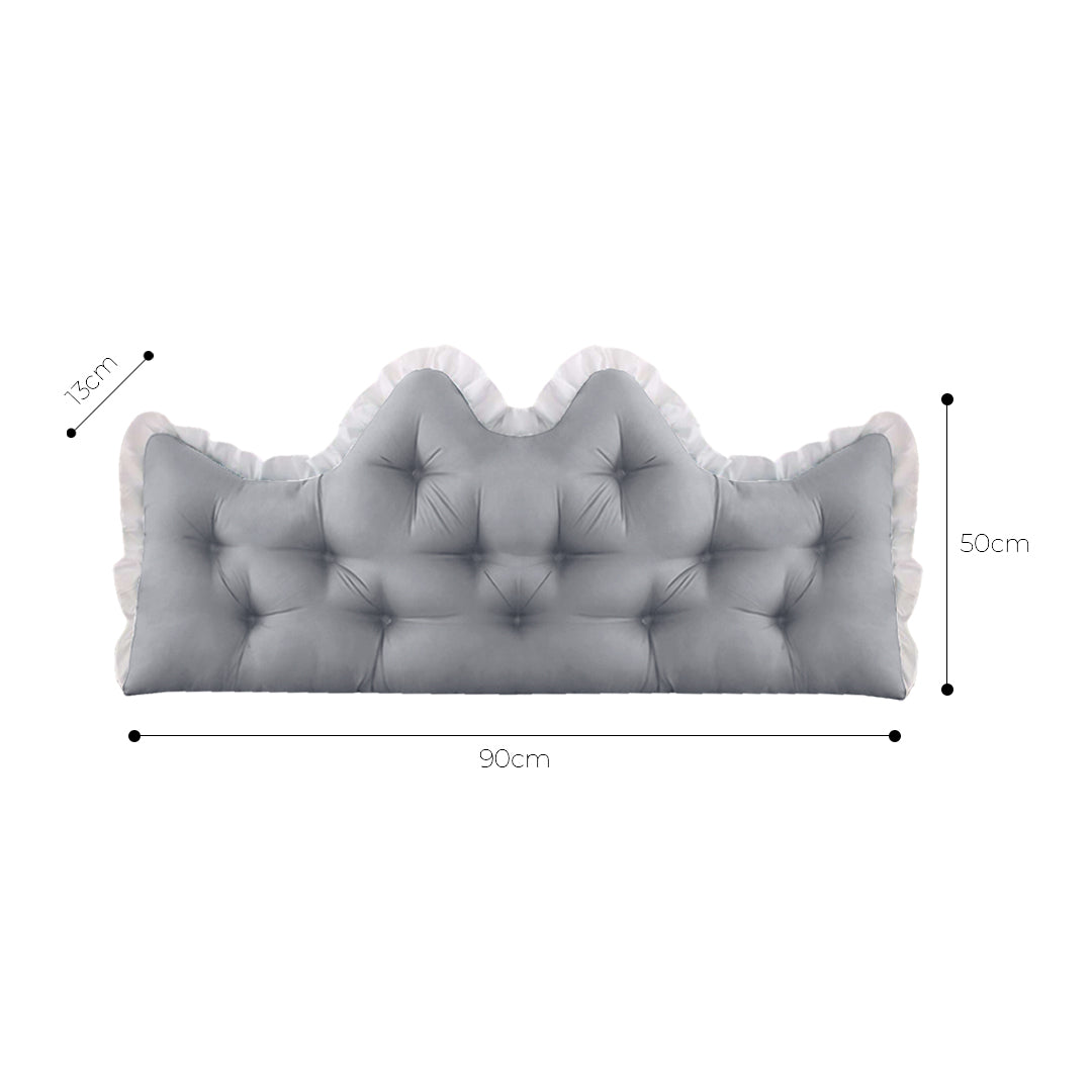 SOGA 90cm Crown Pillow Tufted Light Grey Headboard Cushion