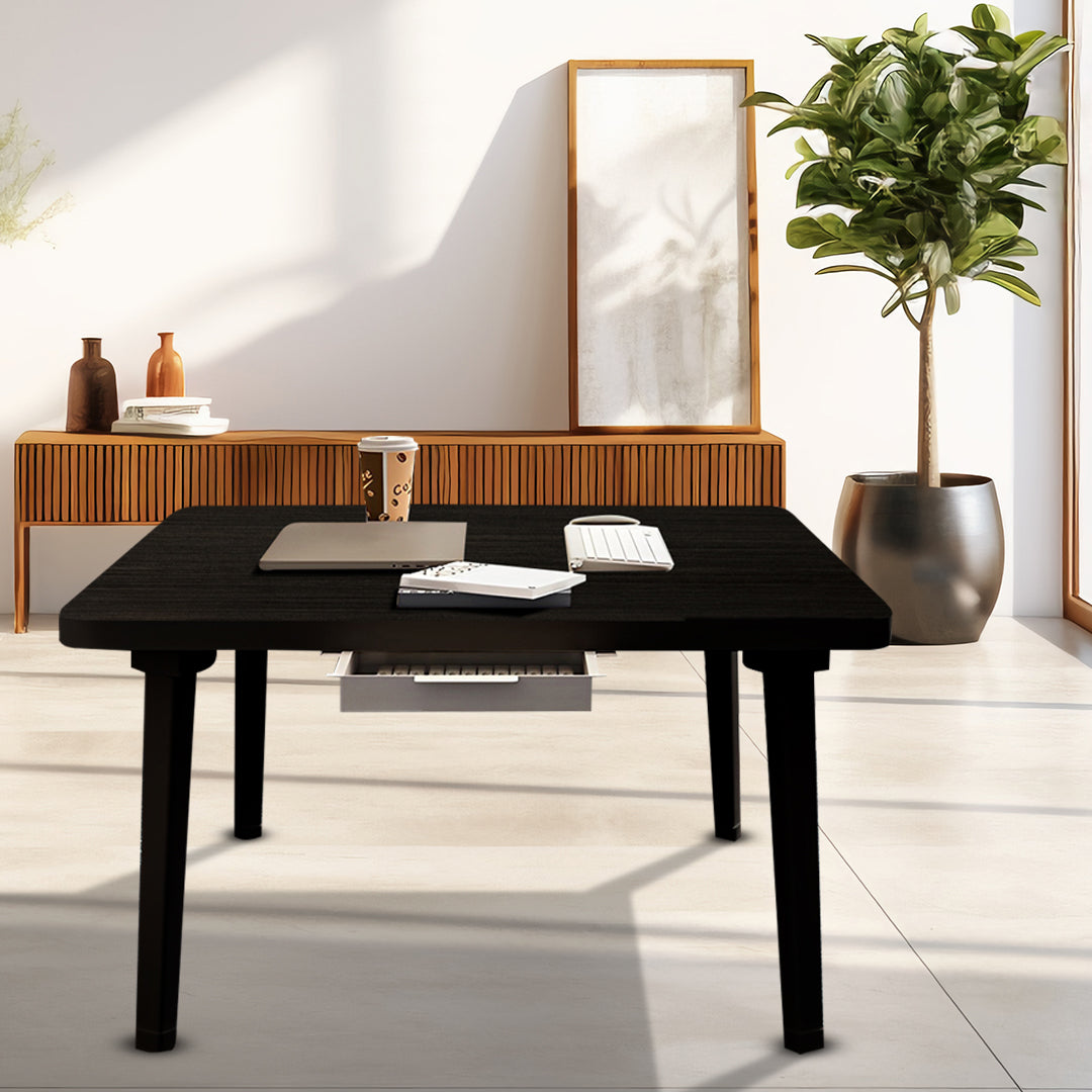 Black Portable  Square Floor Table
