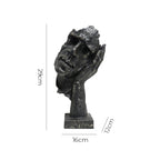 SOGA 29cm Black Resin Sculpture Resting Face on Hand Design Modern Art for Home Décor