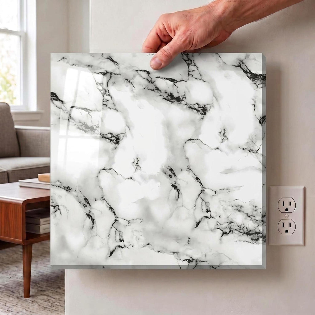 SOGA Peel & Stick Floor and Wall Tiles 30 x 30cm 10 Pack Black White Faux Marble