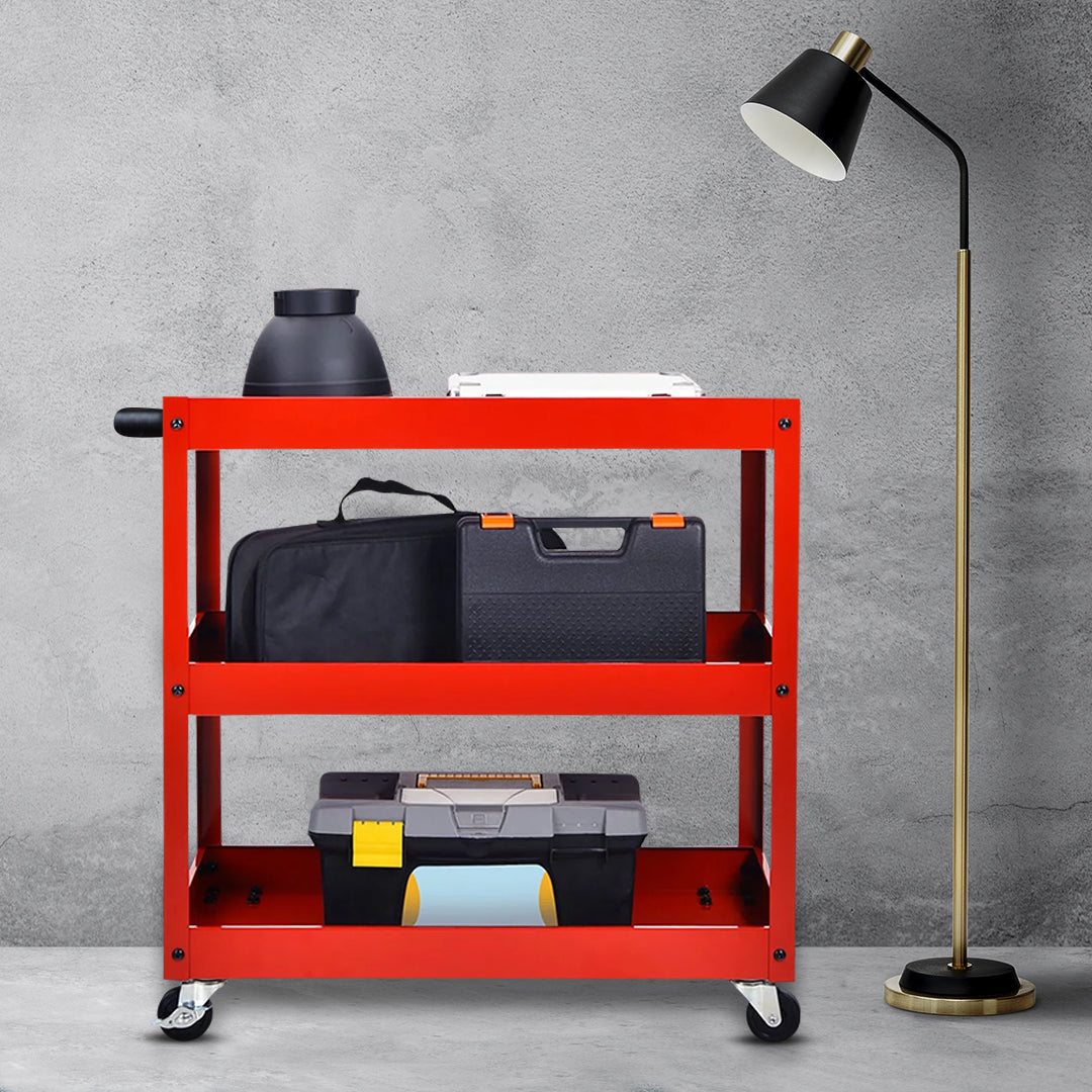 3 Tier Tool Storage Cart Red