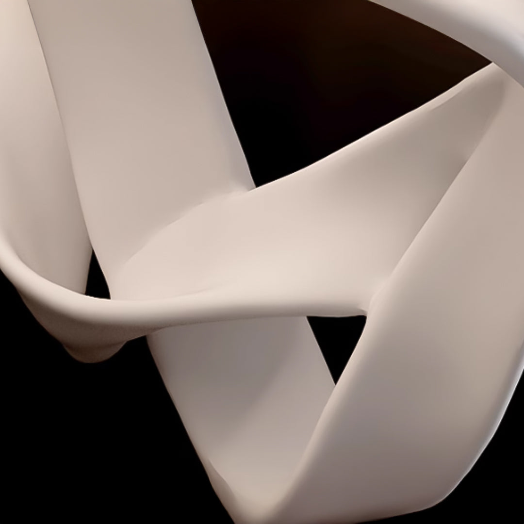 SOGA 41cm White Abstract Sculpture Loop-Inspired Art with Black Base