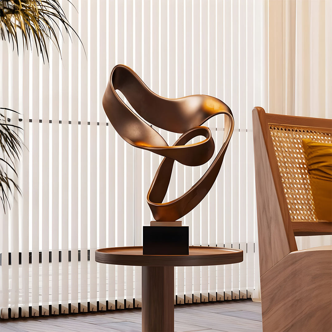 SOGA 45cm Bronze Ribbon Sculpture – Home Décor