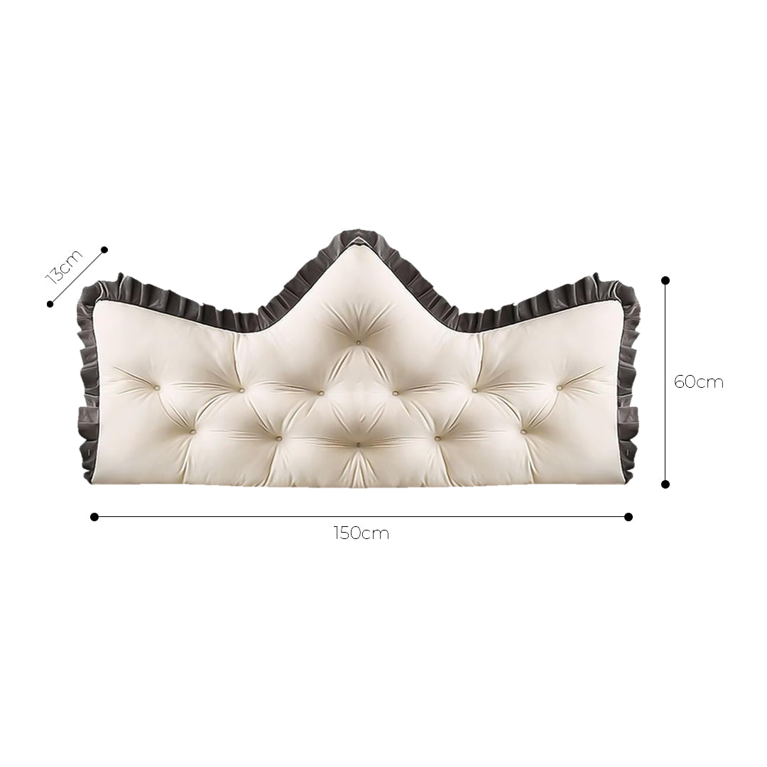 SOGA 2x 150cm Crown Pillow Tufted Cream Headboard Cushion for Bed