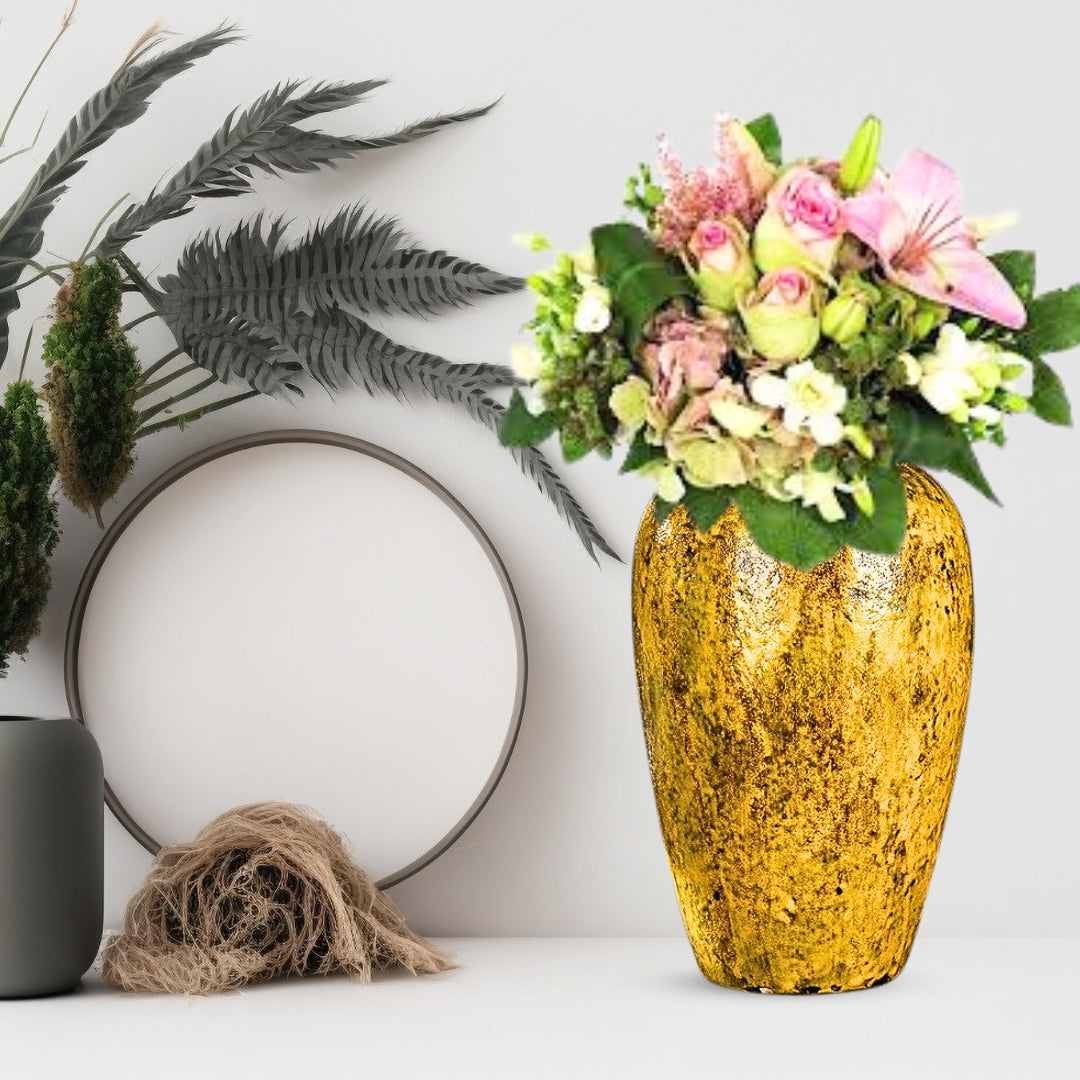30x19cm Yellow Medium Ceramic Flower Vase Elegant Living Room Home Decor