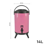 14L Stainless Steel Milk Tea Barrel with Faucet Pink