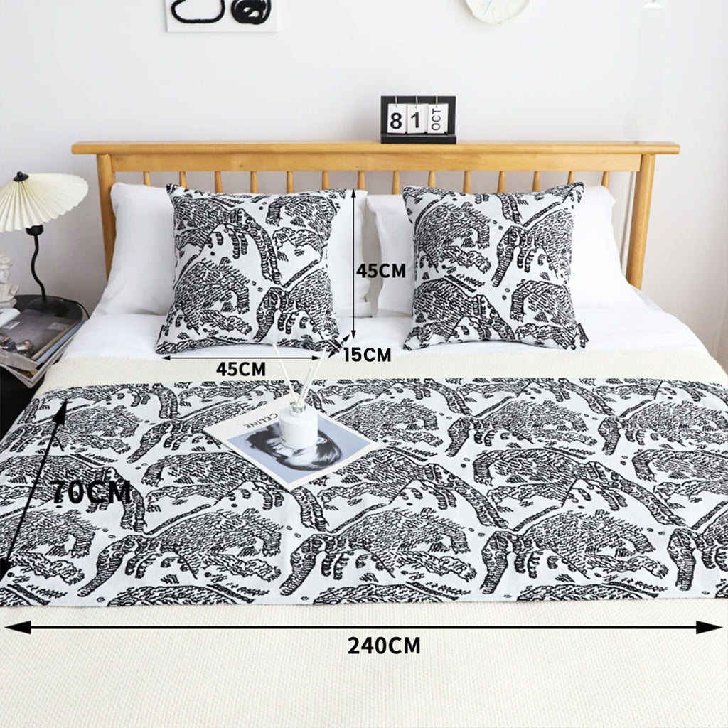1.8m Light Black Luxury Mottled Bed Vintage Scarf Runner Bedding Tail Pad Flag For Home Hotel Set of 3