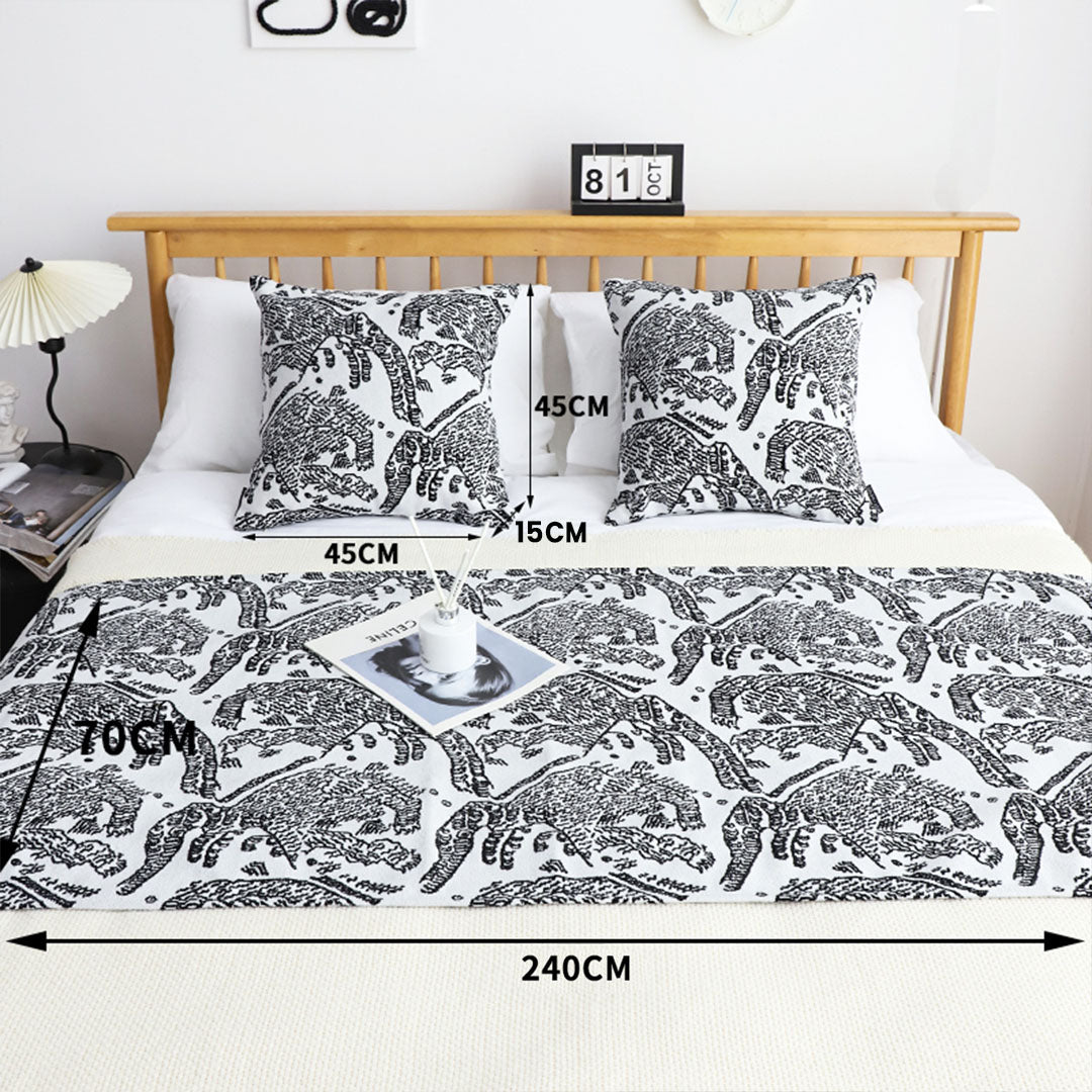 1.8m Light Black Luxury Mottled Bed Vintage Scarf Runner Bedding Tail Pad Flag For Home Hotel Set of 3
