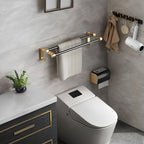 61cm Wall-Mounted Double Pole Towel Holder with Hooks