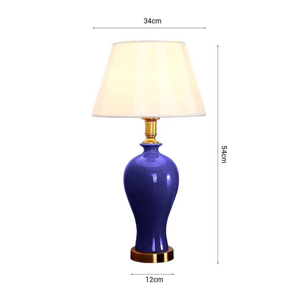Ceramic Oval Table Lamp Dark Blue
