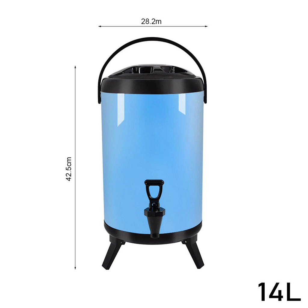 14L Stainless Steel Milk Tea Barrel with Faucet Blue