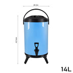 14L Stainless Steel Milk Tea Barrel with Faucet Blue