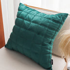 SOGA Quilted Cushion 50cm Emerald Green Grid Pattern Soft Padded Decorative Throw Pillow