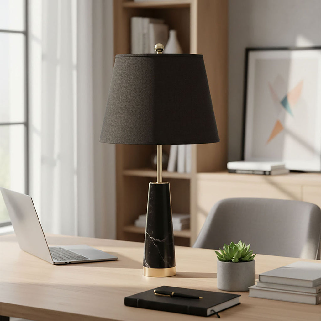 68cm Black Marble Table Lamp
