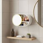39cm Oval Wall-Mounted Mirror Storage Box