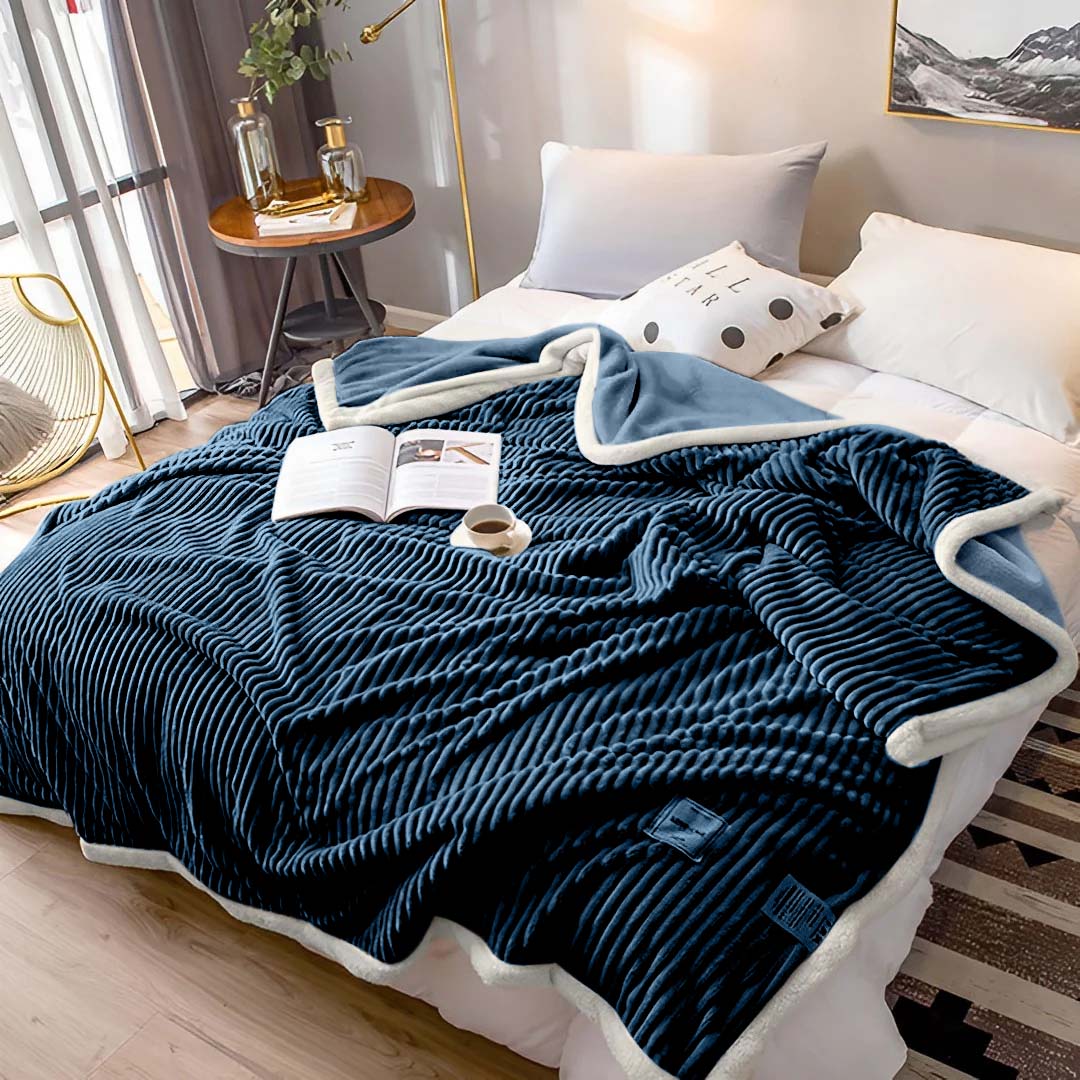 SOGA Throw Blanket Dark Blue