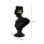 SOGA 40cm Black Classical Bust Resin Sculpture with Gold Eye Mask for Modern Home Décor