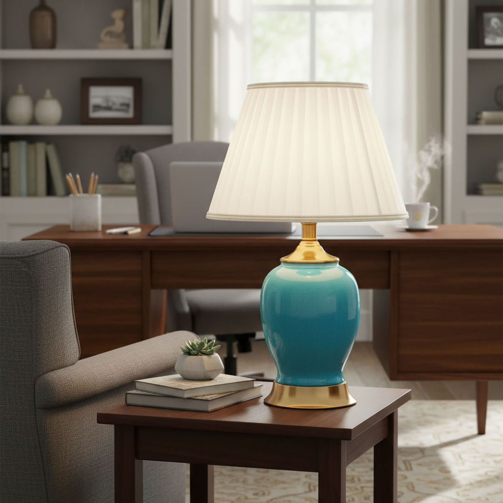 Ceramic Oval Table Lamp Blue
