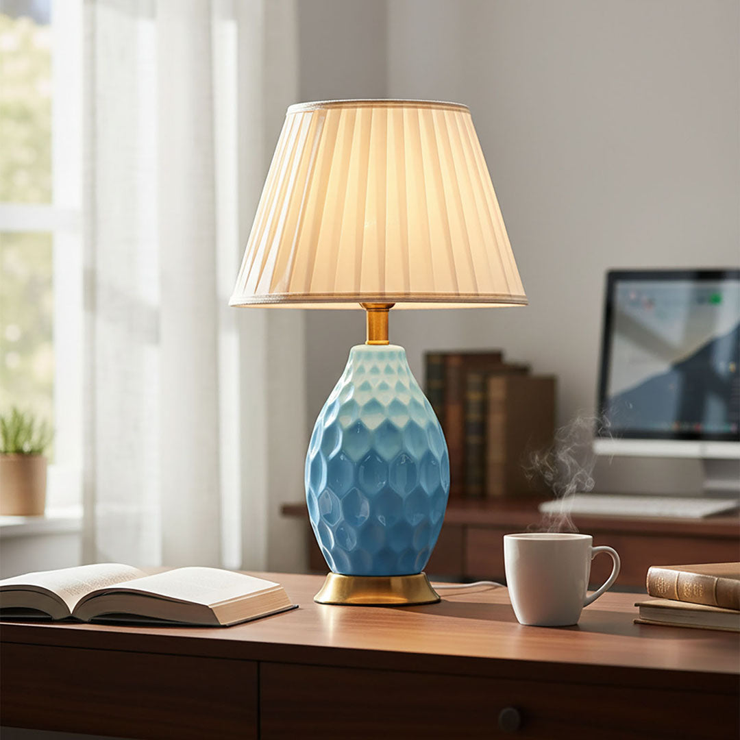 Textured Ceramic Table Lamp Blue