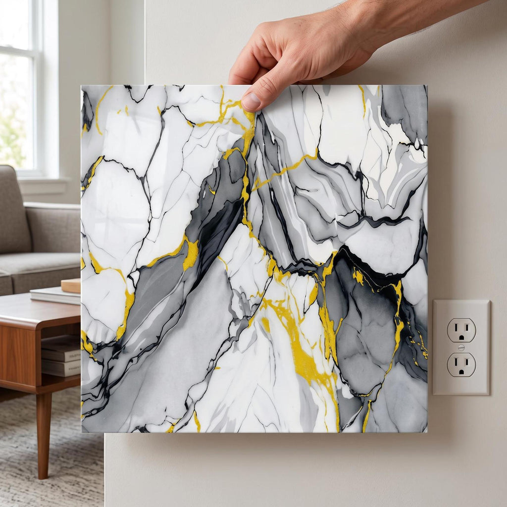 SOGA Peel & Stick Floor and Wall Tiles 30 x 30cm 10 Pack Blue Agate Faux Marble