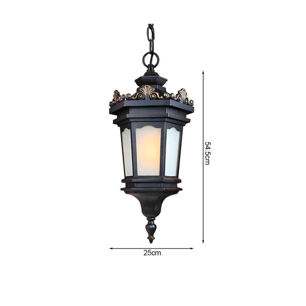 Vintage Lamp 54.5cm Elegant Aluminum & Glass Lantern Chandelier