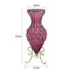 67cm Purple Glass Floor Vase with Metal Stand