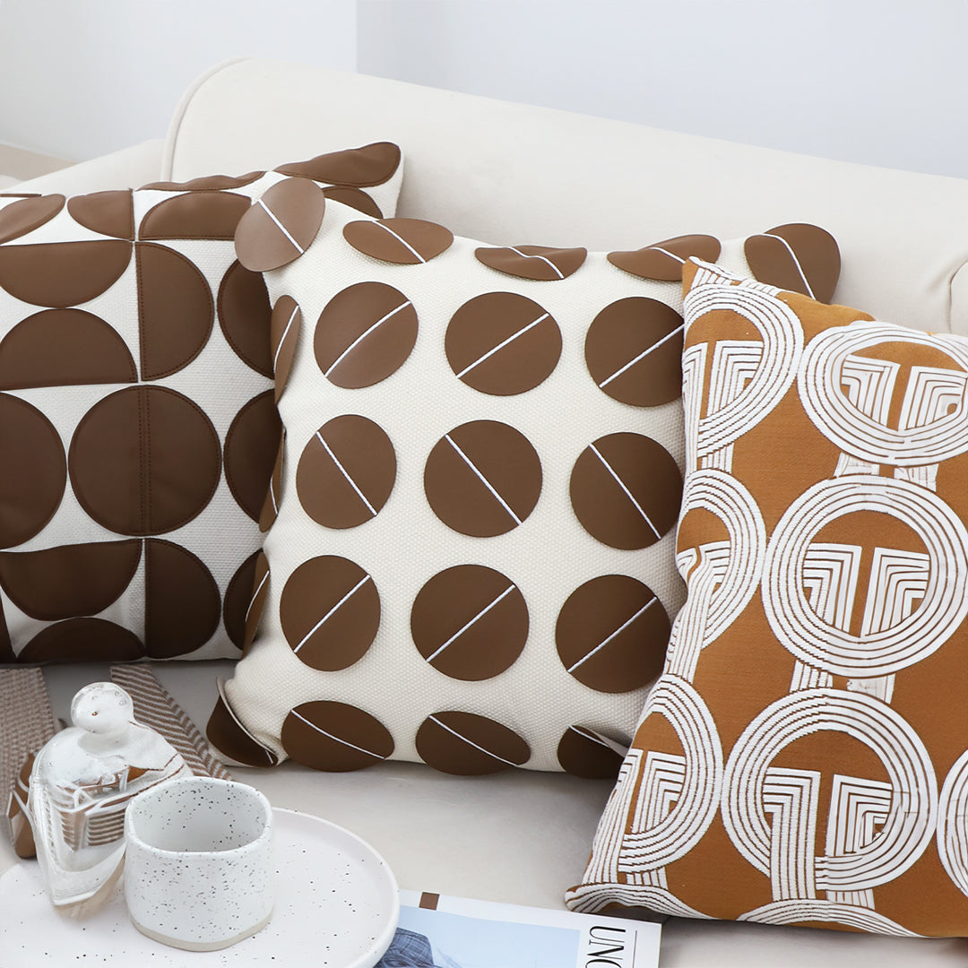 45cm Brown Leather Square Pillow