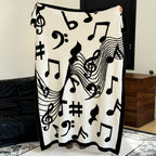 130x160cm Throw Blanket Black and White Musical Note