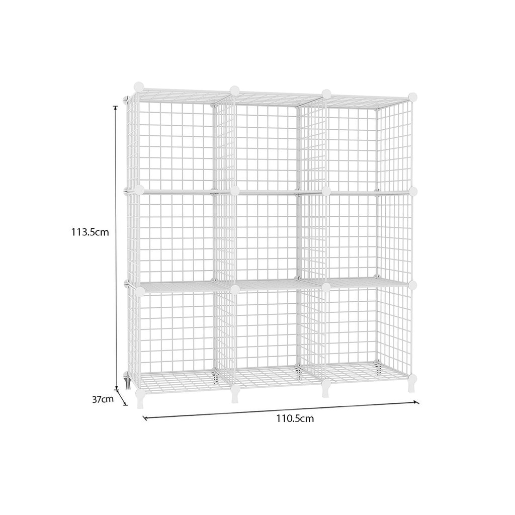 White Portable 9-Cube 3 Column Storage Organiser