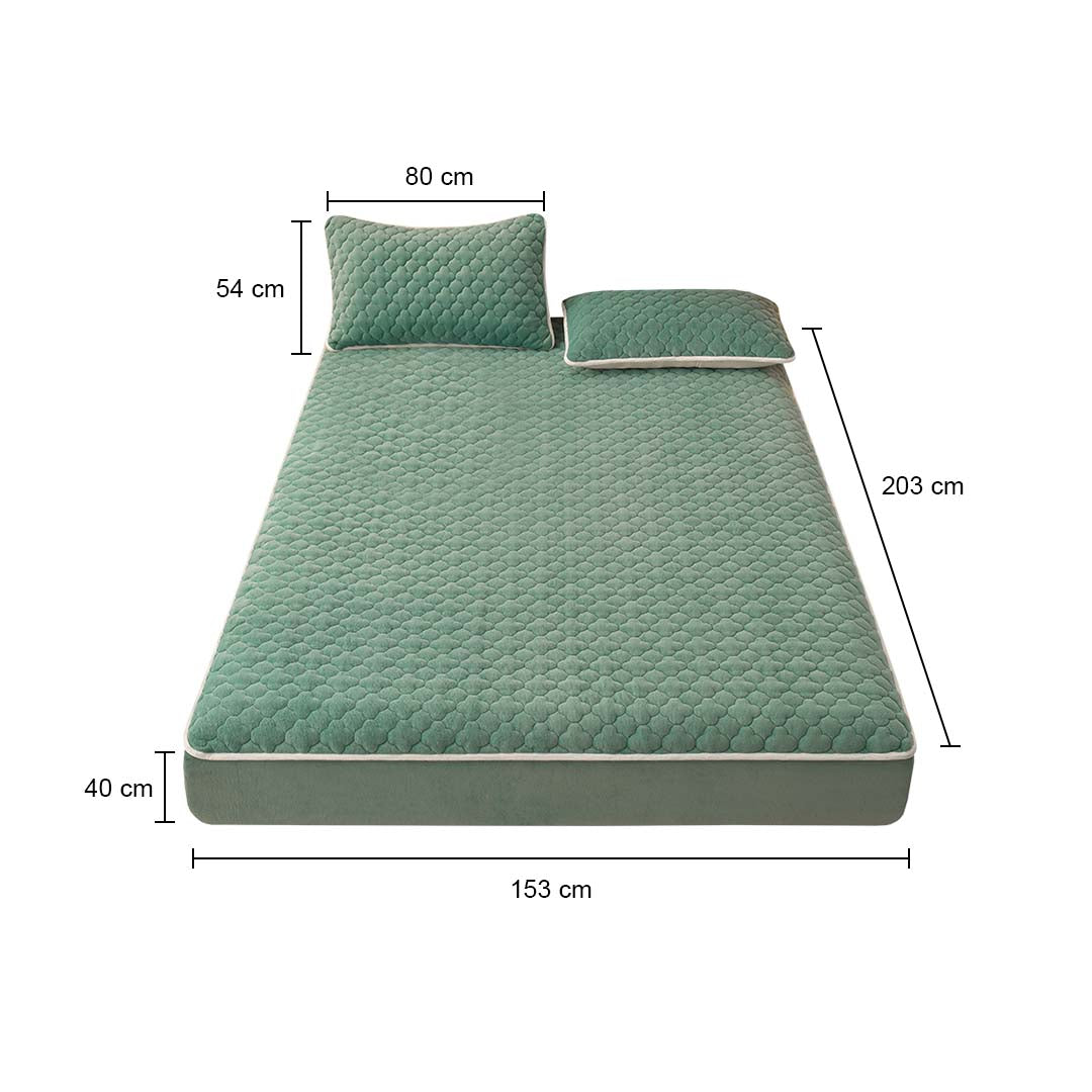 153cm Green Wide Mattress Cover  Clover Design