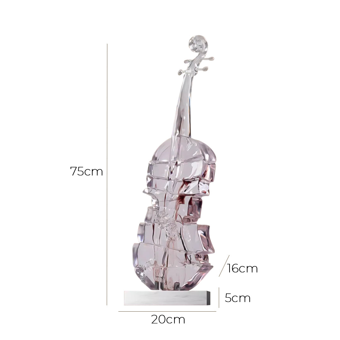 SOGA 75cm Transparent Crystal Violin Fiberglass Sculpture with Artificial Marble Base for Modern Home Décor