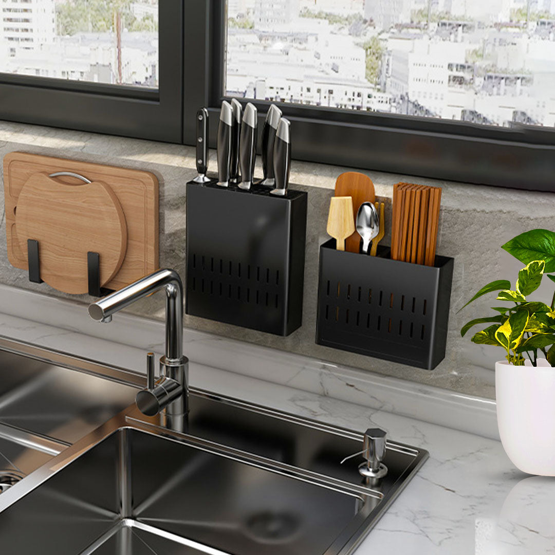Wall Mounted Kitchen Utensil Rack Spoon Fork Chopstick Storage