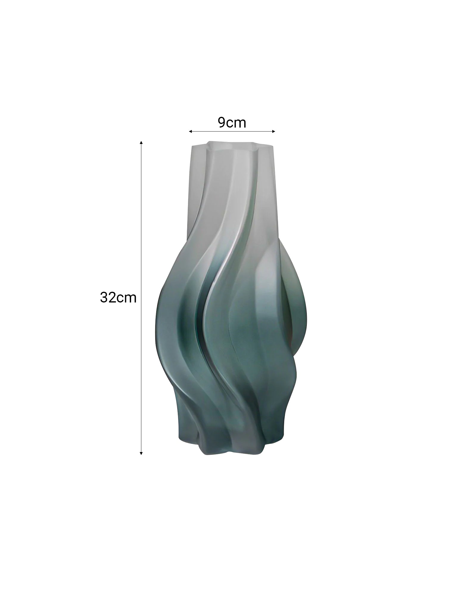 32cm Glass Vase Blue with Beautiful glass Bubble Texture Art Vases