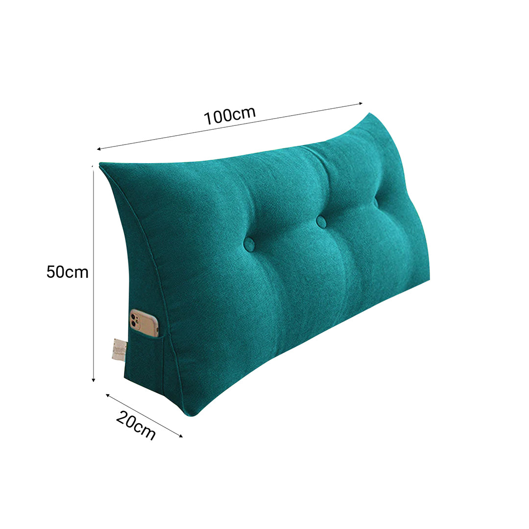 SOGA 100cm Blue Green Wedge Bed Cushion