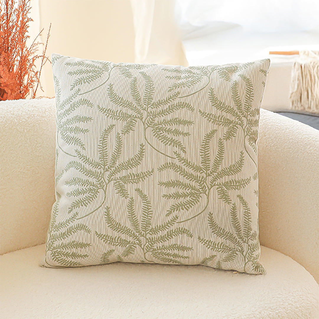 SOGA 2X 50cm Botanical Green Fern Leaf Embroidered Throw Pillow