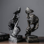 SOGA 31cm Black Resin Sculpture Silent Shush Face Design Modern Art