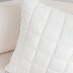SOGA Quilted Cushion 50cm White Grid Pattern Soft Padded Decorative Throw Pillow