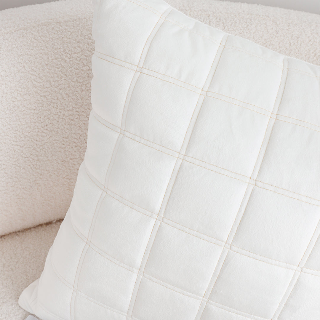 SOGA Quilted Cushion 50cm White Grid Pattern Soft Padded Decorative Throw Pillow