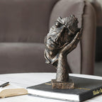 SOGA 29cm Black Resin Sculpture Resting Face on Hand Design Modern Art for Home Décor