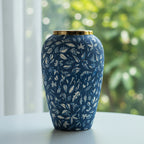 30x19 Blue Medium Ceramic Flower Vase Elegant Living Room Home Decor