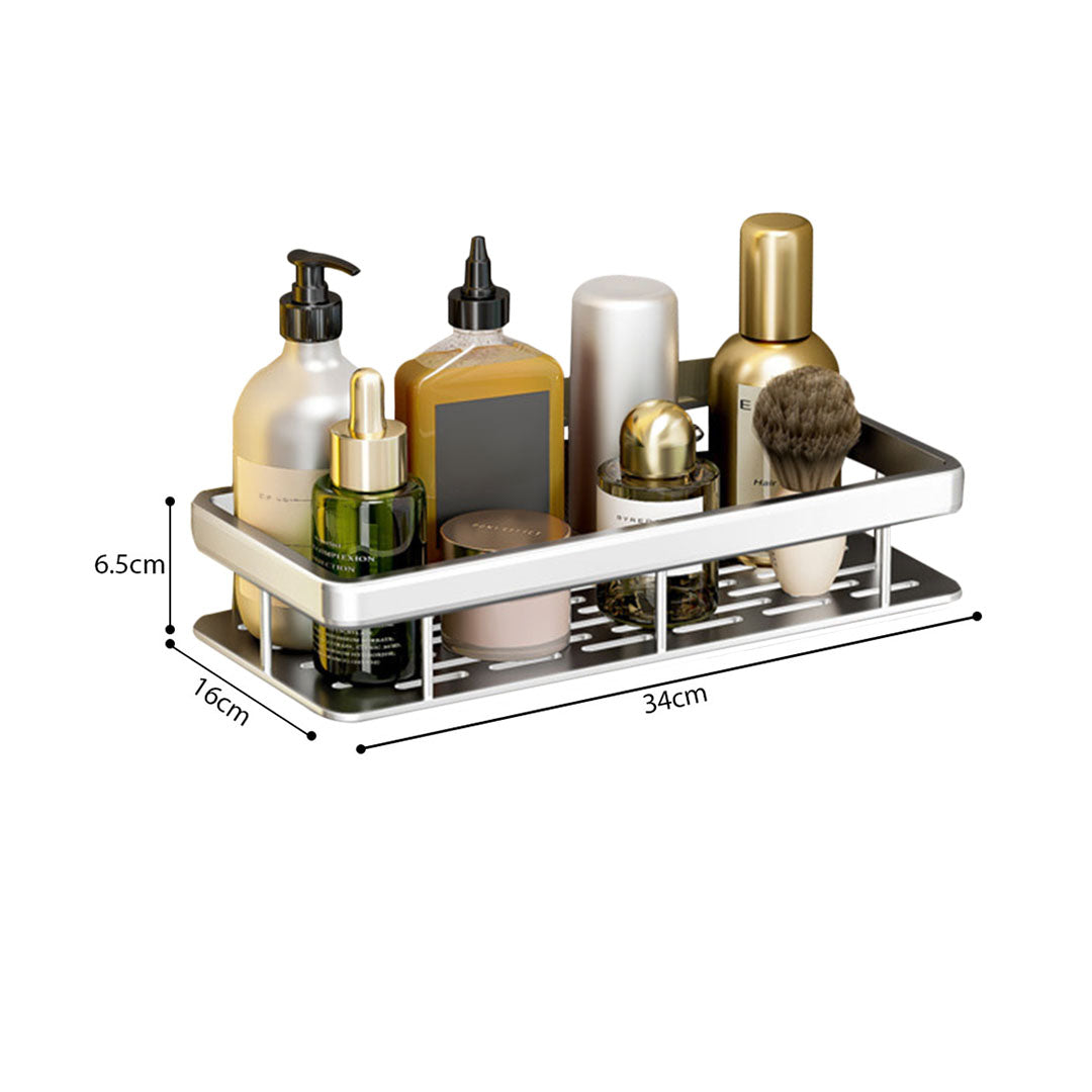 Silver Wall-Mounted Rectangular Bathroom Rack