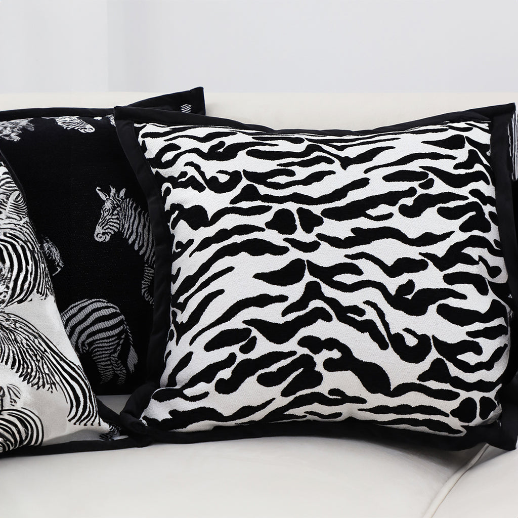 SOGA 45cm Black and White Luxury Cushion Light Mottled Texture Square