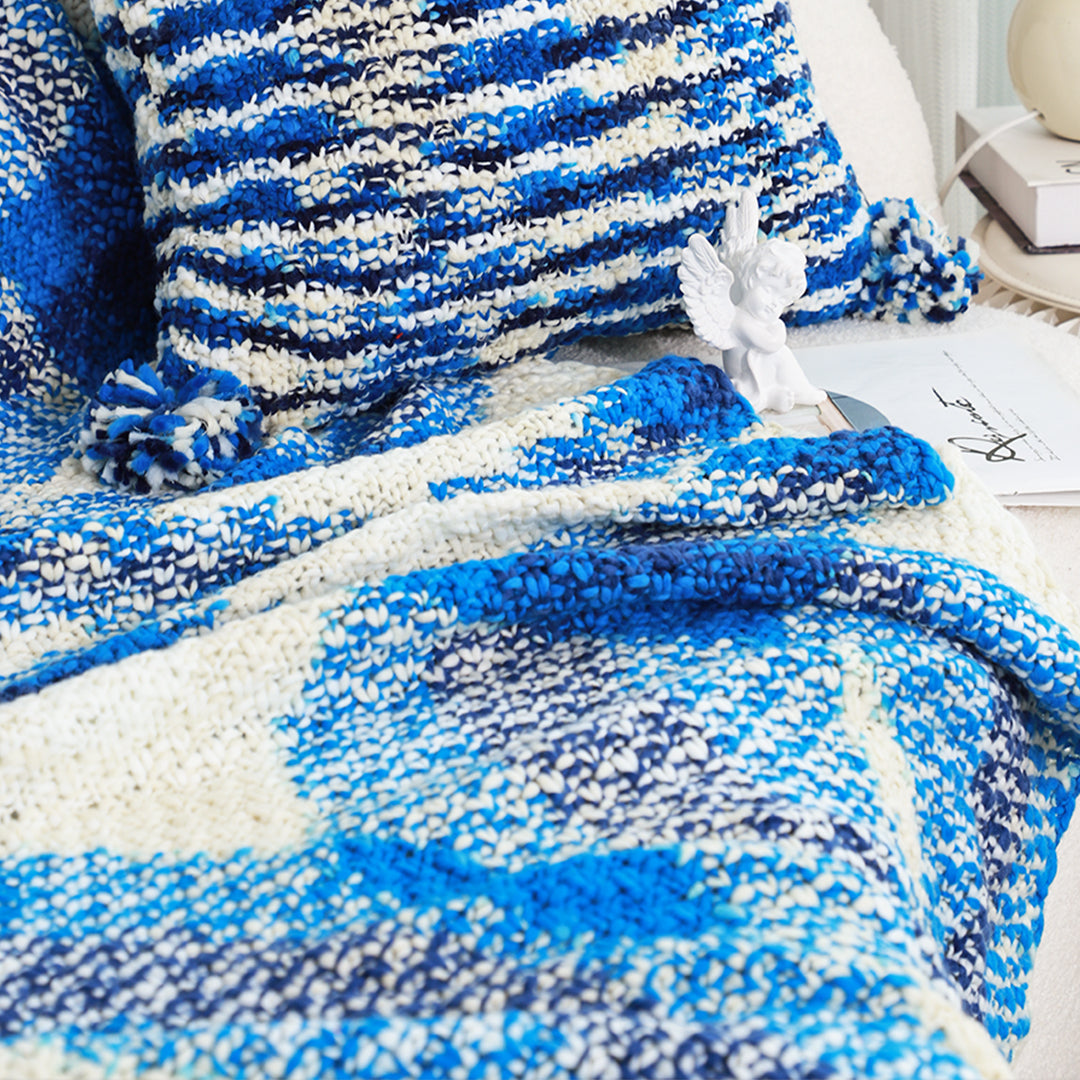 90x200cm Throw Blanket  Blue Deep Sea Gradient Dyed Art