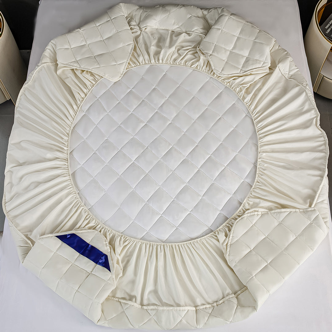 183cm White Wide Cross-Hatch Mattress Cover