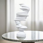 SOGA 44cm White Dual-Face Resin Sculpture Modern Abstract Art Accent for Home Décor