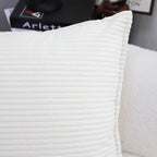 SOGA 50cm Beige Throw Pillow Warm Wabi-sabi Striped Corduroy Square