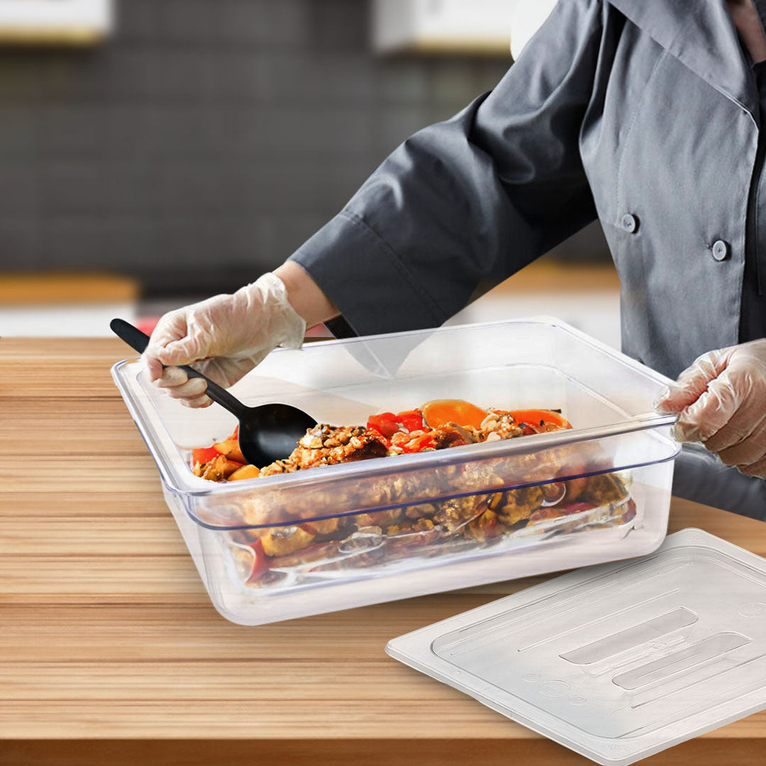 100mm Clear GN Pan 1/2 Food Tray with Lid