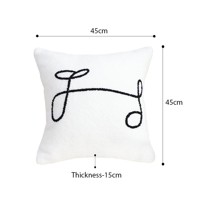 SOGA 45cm Minimalist White Script Letter Embroidered Throw Pillow