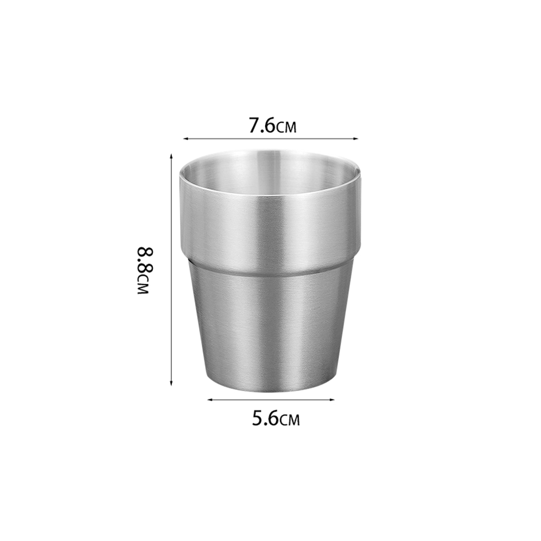 SOGA 260ml Stainless Steel Cups Set of 6 Reusable Durable Silver Drinking Tumblers